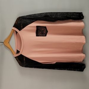 New Without Tags Pink and Black Shein Curve 2XL Long sleeve lace shirt